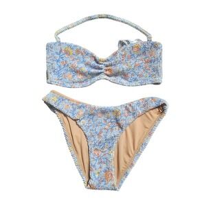 J.Crew Scrunchie Sweetheart Bikini Top Bikini Set Seersucker Bandeau XS NWT